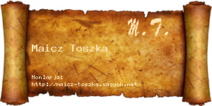 Maicz Toszka névjegykártya
